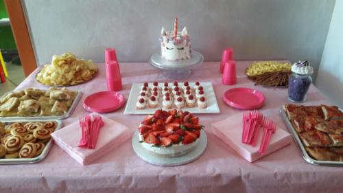 Buffet di compleanno tema unicorno